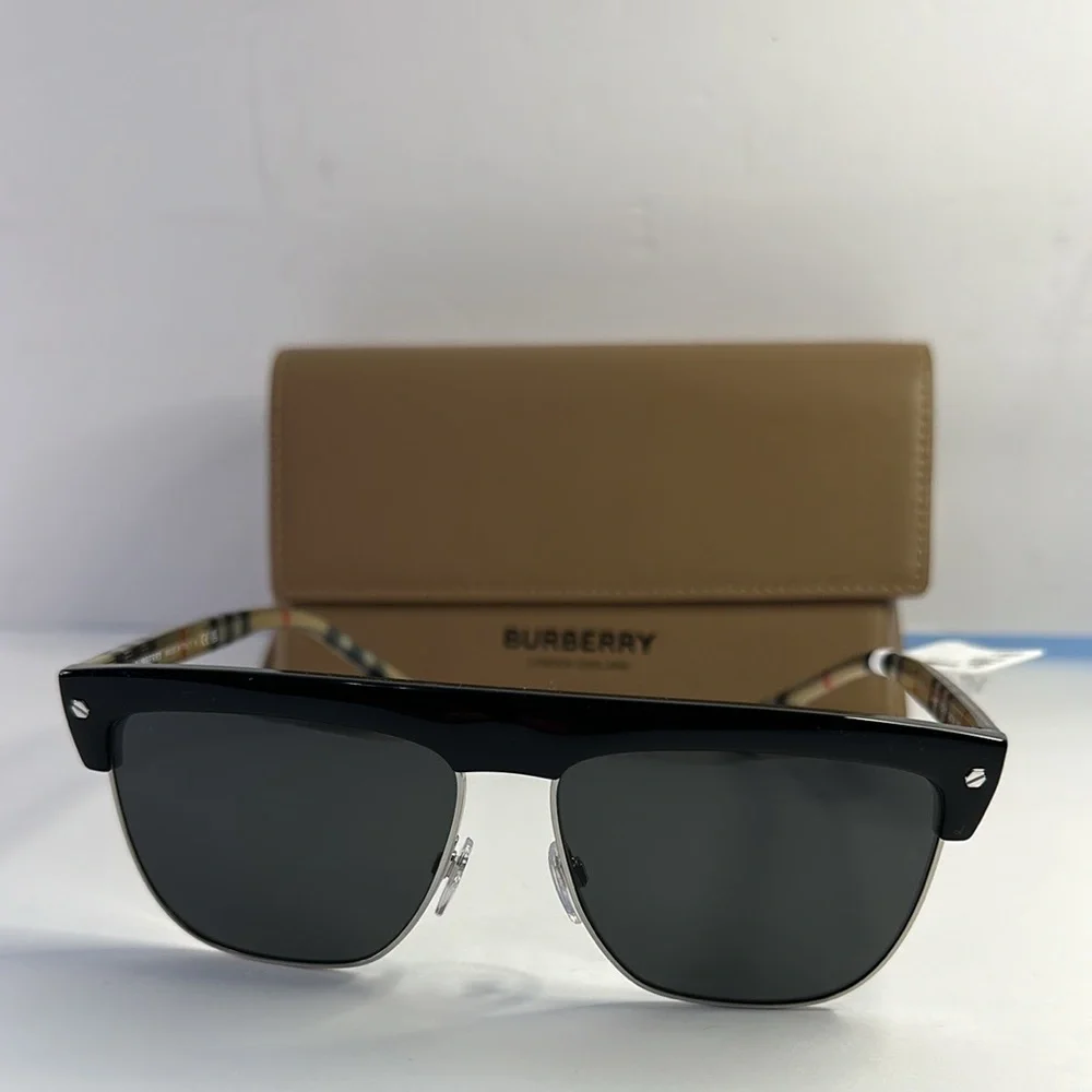 New - Authentic Burberry Sunglasses Men's William B-4325 3757/87 Black/Brown 5…